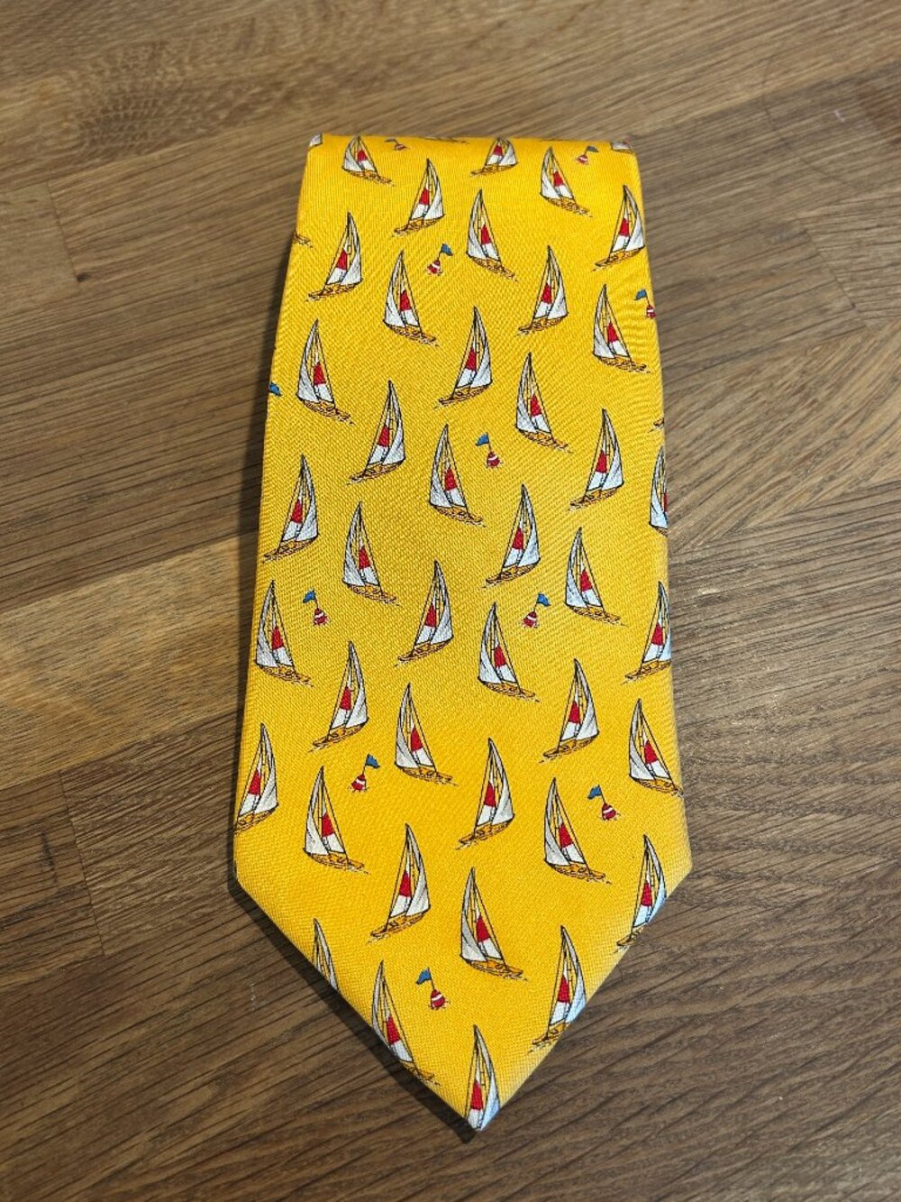 LAUREN RALPH LAUREN Yellow Sailboat Swing Silk Tie